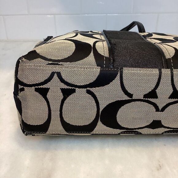 Coach Jacquard Signature Logo Striped Tote - Picture 9 of 16